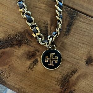 Black and gold Tory Burch necklace